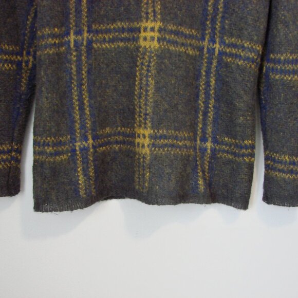 J.O.A. Los Angeles Gray Plaid Cardigan Sweater Wool Mohair Fuzzy Preppy Small - Picture 16 of 16